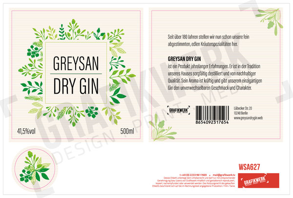 Greysan Dry Gin (WSA627)