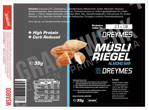 Dreymes Müsliriegel - Almond (WSA800)
